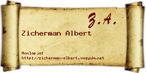 Zicherman Albert névjegykártya